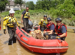 SDF’s New York teams board a swift water boat to search for stranded flood survivors in the areas most affected by June storms